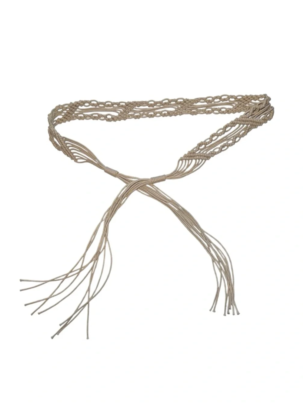 Natural Macrame BoHo Western Hippie Belt Sz Med / Large